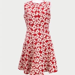 Floral Red and White Sleeveless Girls Party Dress